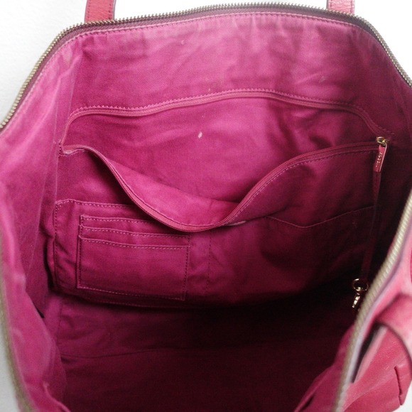 Fossil Leather Y2K Sydney Shopper Tote Red Shoulder Bag Purse Handbag With Flaws - Picture 11 of 15